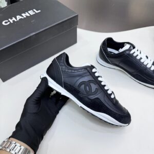 chanel panda platform sneakers black
