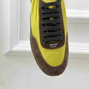 prada collapse re nylon sneakers yellow brown