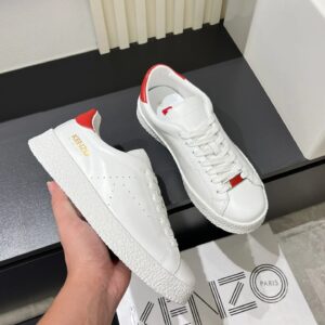 kenzo white leather sneakers red accent