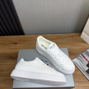 prada downtown leather sneakers white