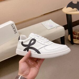 loewe white leather sneakers black accent