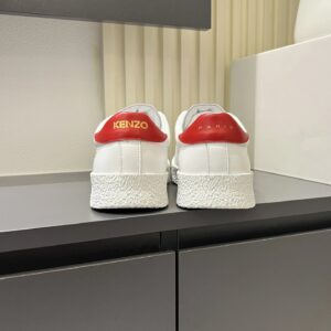 kenzo white leather sneakers red accent