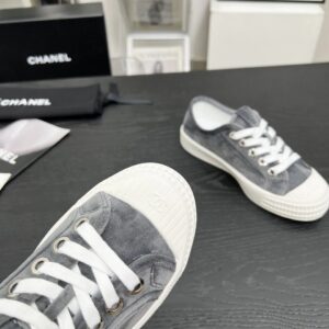 chanel vintage velvet sneakers grey