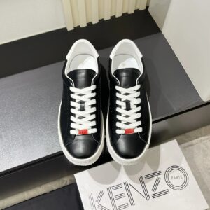 kenzo black leather sneakers white accent
