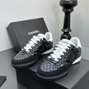 chanel quilted sneakers black