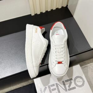 kenzo white leather sneakers red accent
