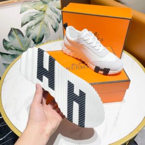 hermes bouncing casual sneakers white black