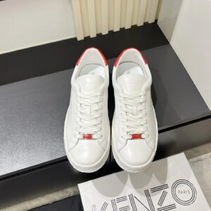kenzo white leather sneakers red accent