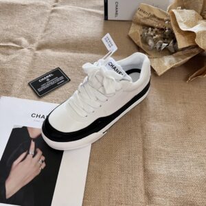chanel panda low top sneakers white black