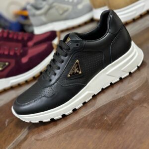 prada prax 2.0 leather sneakers black white