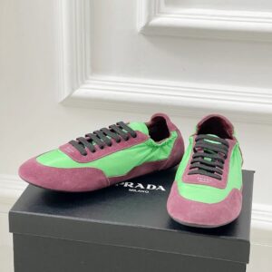 prada collapse re nylon sneakers green pink