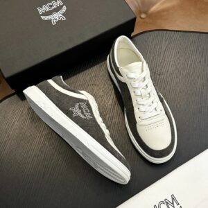 mcm skystream cubic monogram jacquard sneaker white grey