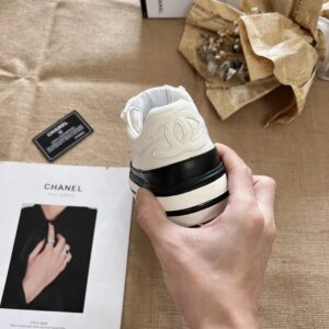 chanel panda low top sneakers white black