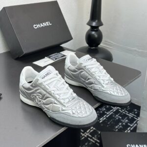 chanel quilted sneakers silver