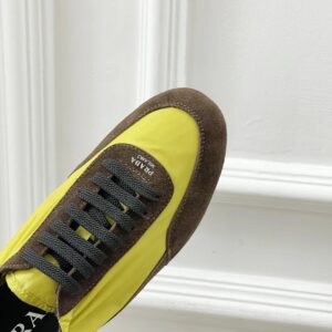 prada collapse re nylon sneakers yellow brown