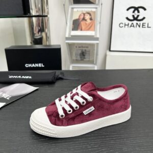 chanel vintage burgundy sneakers