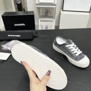 chanel vintage velvet sneakers grey