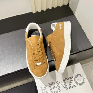 kenzo brown suede sneakers white accent