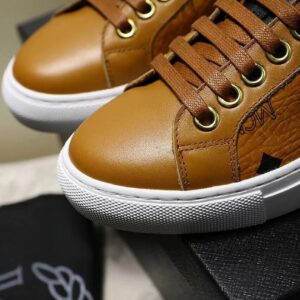mcm classic leather sneakers brown