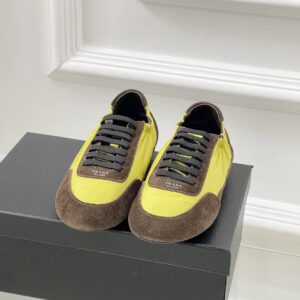 prada collapse re nylon sneakers yellow brown