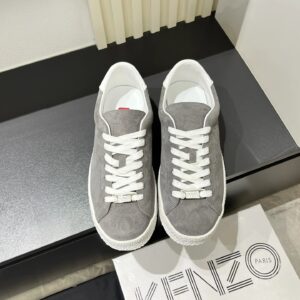 kenzo grey suede sneakers white accent