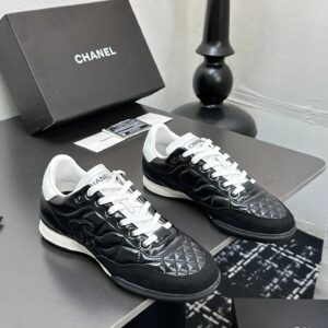 chanel quilted sneakers black