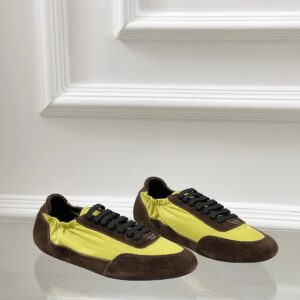 prada collapse re nylon sneakers yellow brown