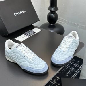 chanel quilted sneakers light blue