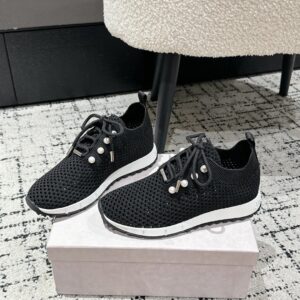 jimmy choo black knit sneakers