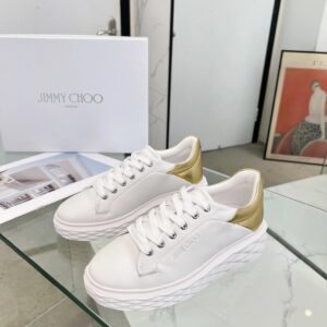 jimmy choo diamond sneakers gold white