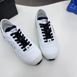 chanel panda platform sneakers white