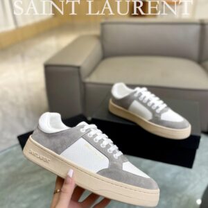 saint laurent perforated sneakers sl61 grey