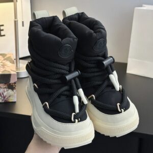 moncler mid boots black & white