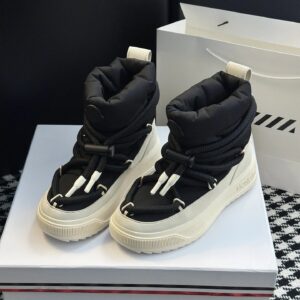 moncler mid boots black & white