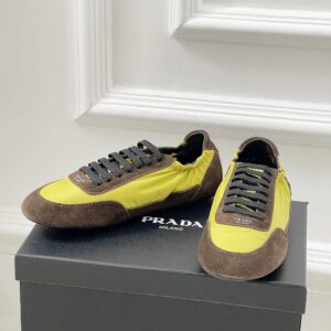prada collapse re nylon sneakers yellow brown