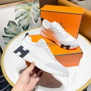 hermes bouncing casual sneakers white black