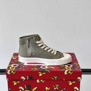 kenzo canvas high sneakers olive green