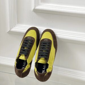 prada collapse re nylon sneakers yellow brown