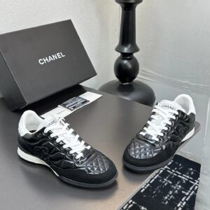 chanel quilted sneakers black