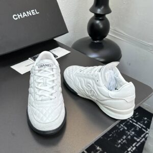 chanel quilted sneakers white