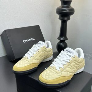 chanel quilted baseball shoes yellow