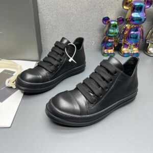 rick owens leather sneakers black