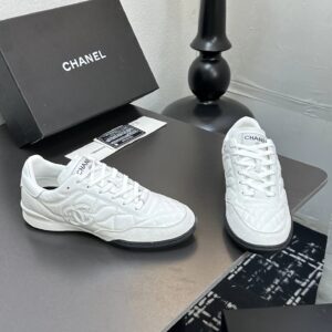chanel quilted sneakers white