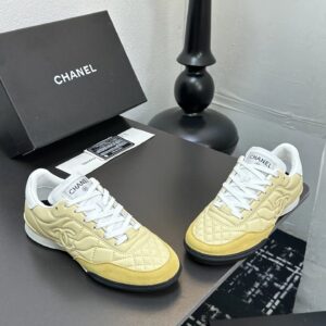 chanel quilted baseball shoes yellow