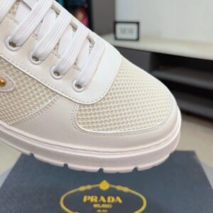 prada leather knit fabric sneakers white