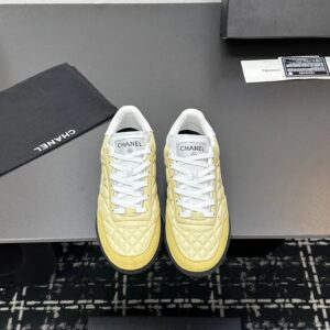 chanel quilted baseball shoes yellow