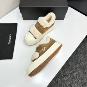 chanel shearling panda sneakers brown