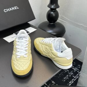 chanel quilted baseball shoes yellow