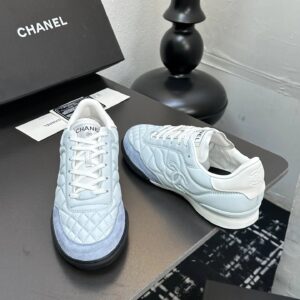 chanel quilted sneakers light blue