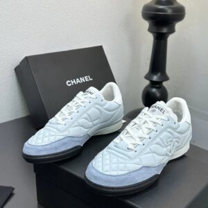 chanel quilted sneakers light blue